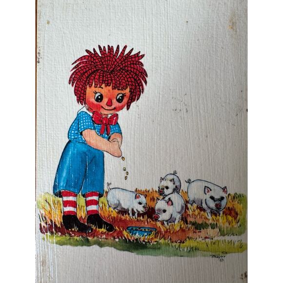 1977 Raggedy Ann & Andy Wooden Wall Plaques Bobbs-Merrill Set Americana Classic - Picture 8 of 13